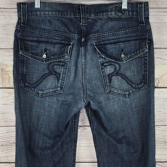Men's Rock & Republic Grady Relaxed Straight Leg Denim Jeans Size 33 Dark Wash - Picture 7 of 9